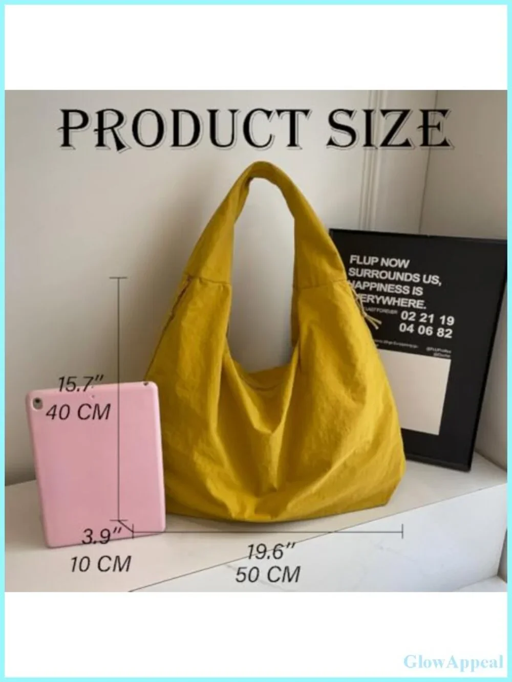 Large Nylon Hobo Bag Crescent Shoulder Tote Casual Shopper Handbag